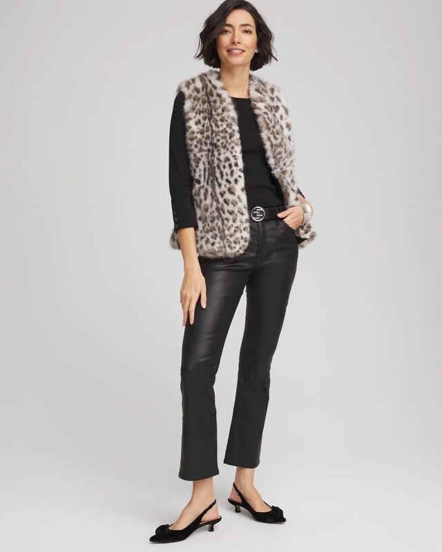 Snow Leopard Faux Fur Vest - image 4